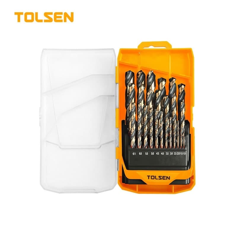 25PCS BLACK & GOLD HSS FRACTIONAL STRAIGHT SHANK JOBBER LENGTH DRILL BITS SET (INDUSTRIAL)